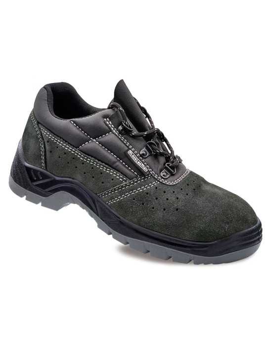 Zapatos de Seguridad Piel Serraje Perforada Gris Oscuro S1P SRC Talla 47 BLACKLEATHER
