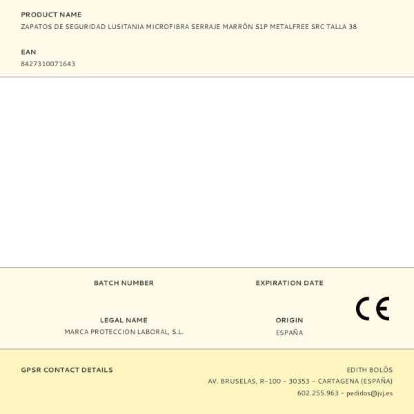 Zapatos de Seguridad Lusitania Microfibra Serraje Marrón S1P Metalfree SRC Talla 38 ANIBAL