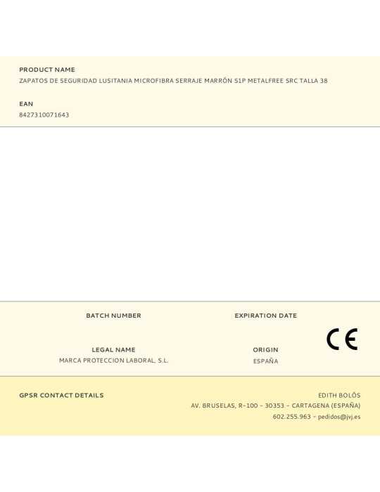 Zapatos de Seguridad Lusitania Microfibra Serraje Marrón S1P Metalfree SRC Talla 38 ANIBAL