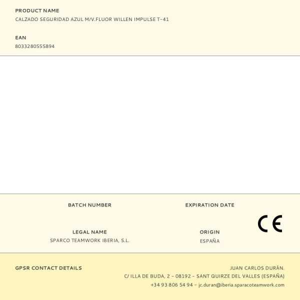 Calzado Seguridad Azul M/V.fluor Willen Impulse T-41 SPARCO