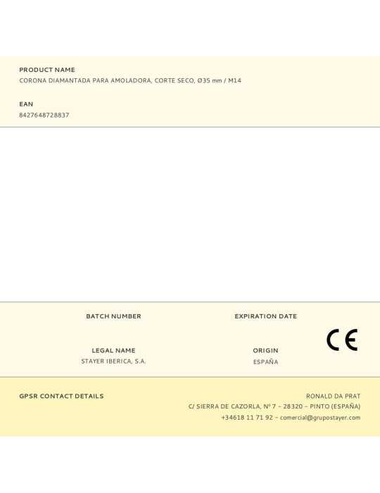 Corona Diamantada para Amoladora, Corte Seco, Ø35 mm / M14 STAYER