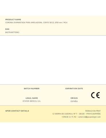 Corona Diamantada para Amoladora, Corte Seco, Ø50 mm / M14 STAYER 2