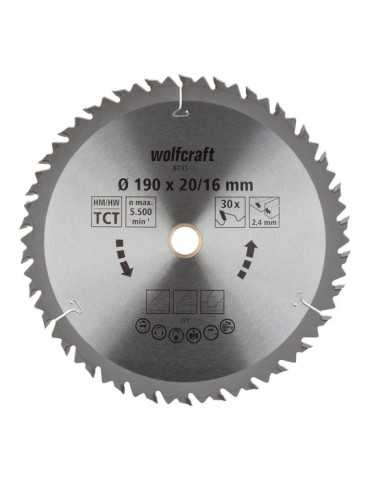 Disco de Sierra Circular Ct, Ø190 mm x 20 Dientes WOLFCRAFT