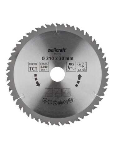 Disco de Sierra Circular Ct, Ø210 mm x 30 Dientes WOLFCRAFT