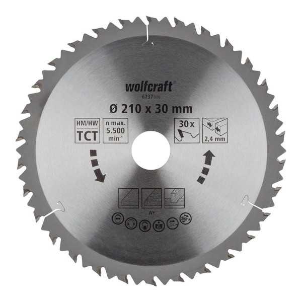 Disco de Sierra Circular Ct, Ø210 mm x 30 Dientes WOLFCRAFT
