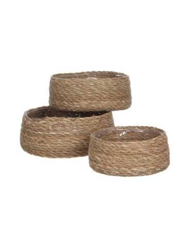 Cesto de Mimbre Ø20 x 8 cm, Ø23 x 9 cm, Ø26 x 10 cm, Set de 3 Piezas MICA DECORATIONS
