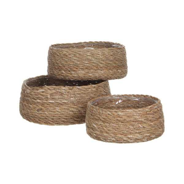 Cesto de Mimbre Ø20 x 8 cm, Ø23 x 9 cm, Ø26 x 10 cm, Set de 3 Piezas MICA DECORATIONS
