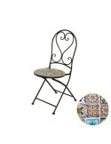 Silla Metálica/Mosaico Plegable Praga Color Negro para Exterior 39 x 47 x 94 cm