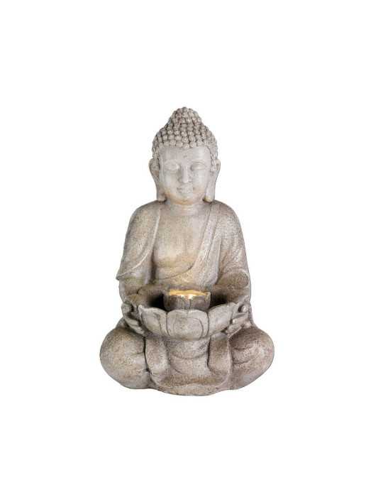 Fuente de Cerámica para Exterior, Modelo Buda, con LED Luz Cálida, 28 x 29,5 x 45 cm LUMINEO