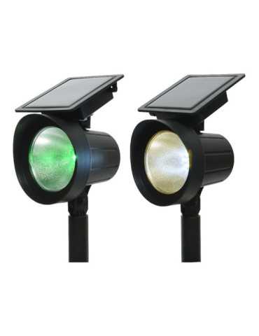 Estaca Solar LED 25 lm Luz Multicolor (8 Colores) 11 x 13 x 42,5 cm, Pack 2 unidades LUMINEO