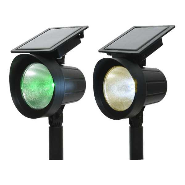Estaca Solar LED 25 lm Luz Multicolor (8 Colores) 11 x 13 x 42,5 cm, Pack 2 unidades LUMINEO