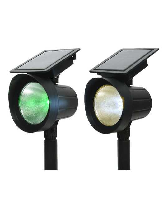 Estaca Solar LED 25 lm Luz Multicolor (8 Colores) 11 x 13 x 42,5 cm, Pack 2 unidades LUMINEO