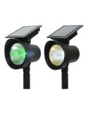 Estaca Solar LED 25 lm Luz Multicolor (8 Colores) 11 x 13 x 42,5 cm, Pack 2 unidades LUMINEO
