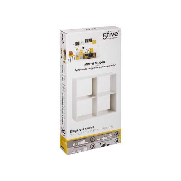 Estanteria Madera para 4 Cajas Organizadoras Blanco 67,6 x 32 x 67,6 cm ATMOSPHERA