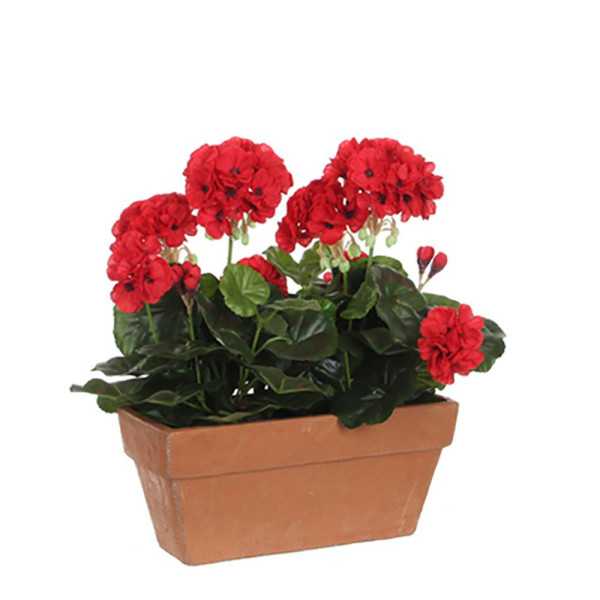 Jardinera de Geranio Rojo, 29 x 13 x 40 cm MICA DECORATIONS