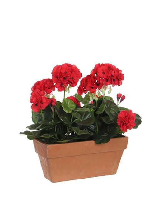 Jardinera de Geranio Rojo, 29 x 13 x 40 cm MICA DECORATIONS