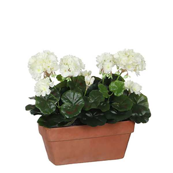 Jardinera de Geranio Blanco, 29 x 13 x 40 cm MICA DECORATIONS