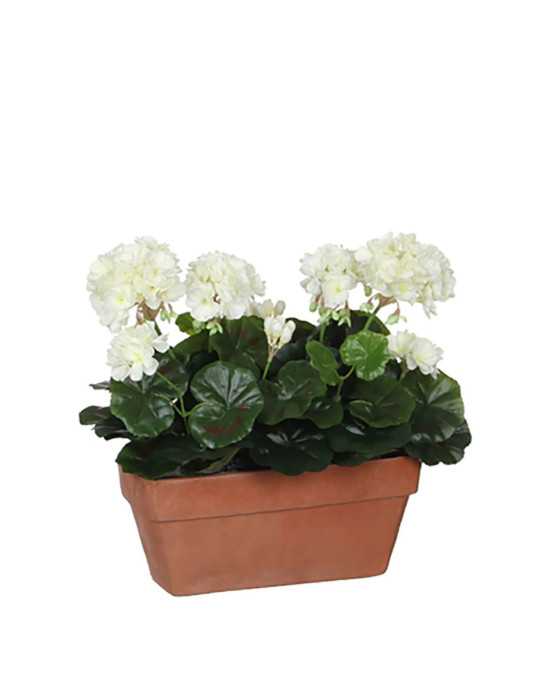 Jardinera de Geranio Blanco, 29 x 13 x 40 cm MICA DECORATIONS
