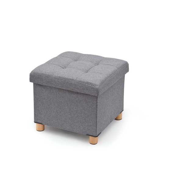Puf Almacenaje Gris con Patas de Madera 38 x 38 x 34 cm DOMO PACK LIVING