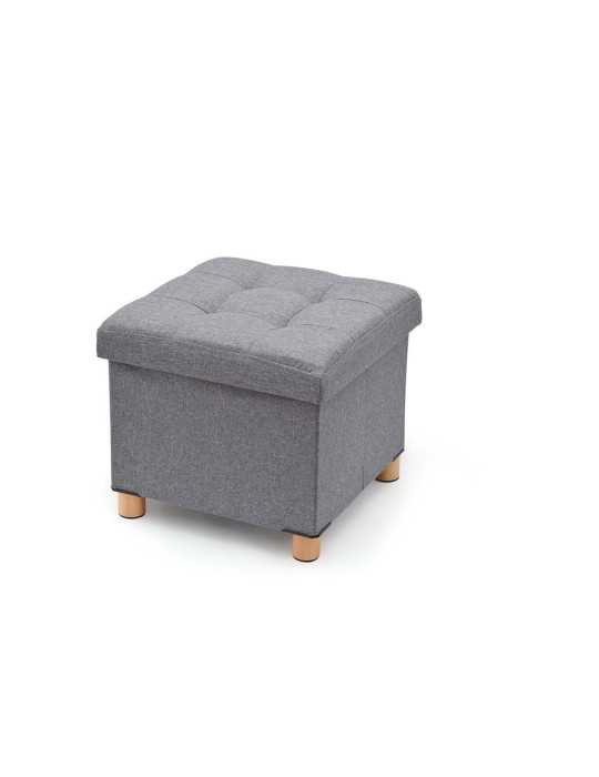 Puf Almacenaje Gris con Patas de Madera 38 x 38 x 34 cm DOMO PACK LIVING
