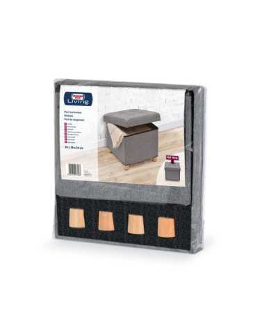 Puf Almacenaje Gris con Patas de Madera 38 x 38 x 34 cm DOMO PACK LIVING 2