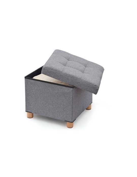 Puf Almacenaje Gris con Patas de Madera 38 x 38 x 34 cm DOMO PACK LIVING