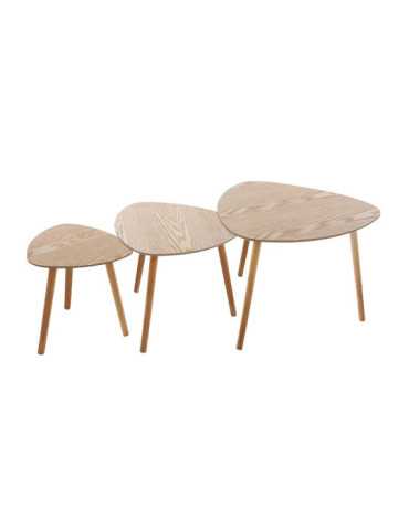 Mesa de Centro de Madera Modelo Mileo, Juego de 3 Piezas ATMOSPHERA
