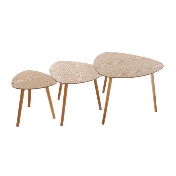 Mesa de Centro de Madera Modelo Mileo, Juego de 3 Piezas ATMOSPHERA