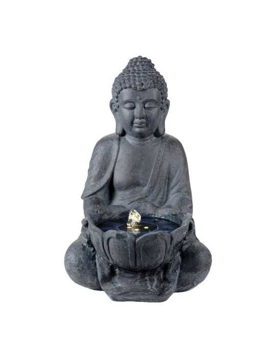 Fuente Solar para Exterior IP68, de Poliresina, Modelo Buda, Luz Cálida, 29,5 x 28 x 45 cm LUMINEO