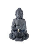 Fuente Solar para Exterior IP68, de Poliresina, Modelo Buda, Luz Cálida, 29,5 x 28 x 45 cm LUMINEO
