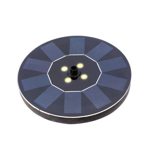 Fuente Solar de Jardín, de Plástico, Luz Blanca Cálida, 4 LEDS, Ø16 x 3,5 cm LUMINEO
