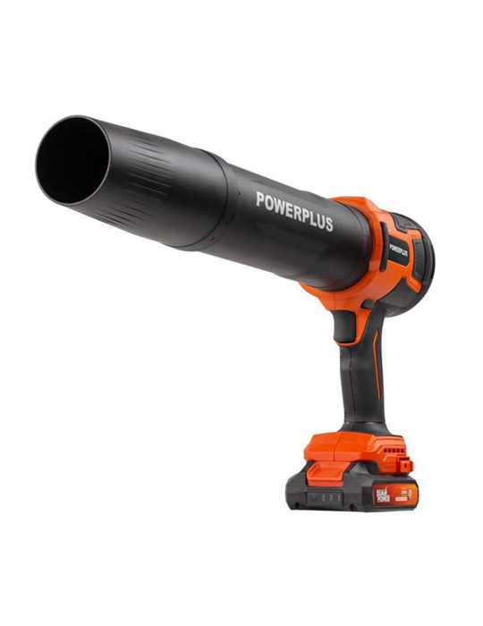Kit Soplador Turbo Compacto sin Escobillas 20 V+batería+cargador, Dual Power POWERPLUS