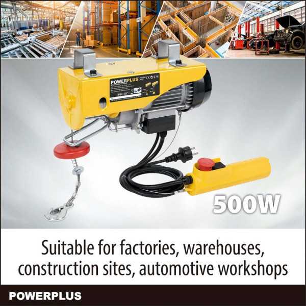 Polipasto Eléctrico 500 W 100/200 kg POWERPLUS
