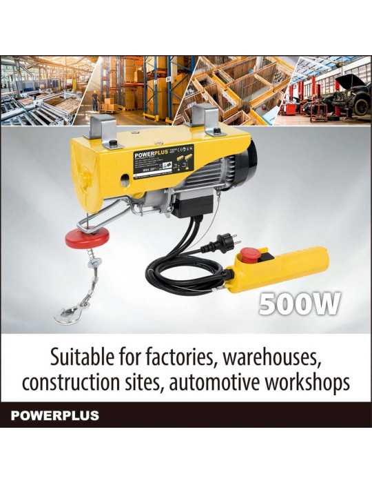 Polipasto Eléctrico 500 W 100/200 kg POWERPLUS