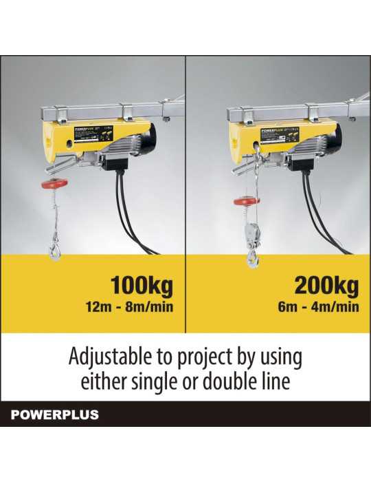 Polipasto Eléctrico 500 W 100/200 kg POWERPLUS