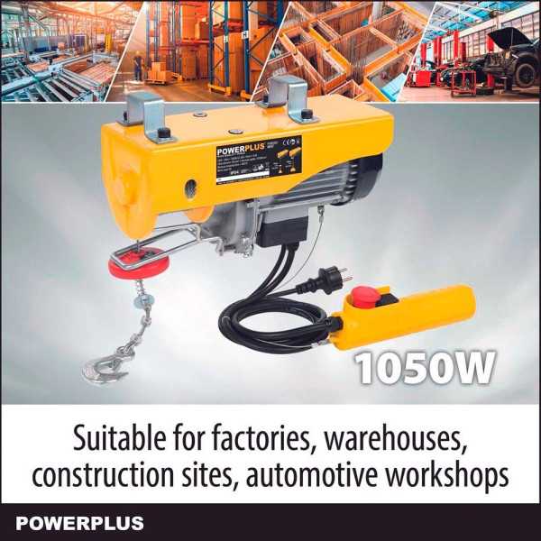 Polipasto Eléctrico 1050 W 300/600 kg POWERPLUS