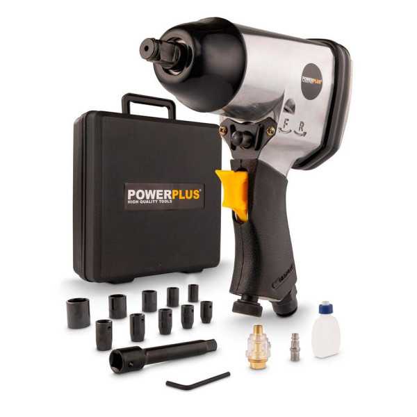 Llave de Impacto Neumática ½ pulg 114 l/min 310 Nm + Vasos POWERPLUS