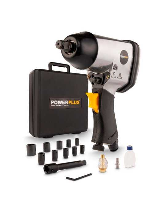 Llave de Impacto Neumática ½ pulg 114 l/min 310 Nm + Vasos POWERPLUS