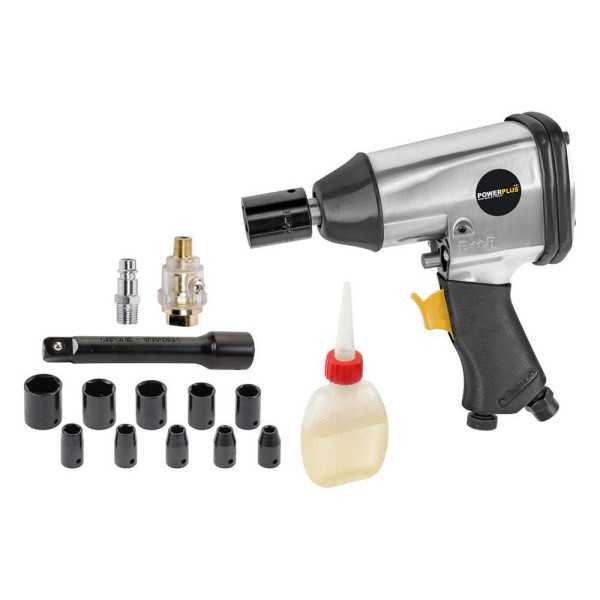 Llave de Impacto Neumática ½ pulg 114 l/min 310 Nm + Vasos POWERPLUS