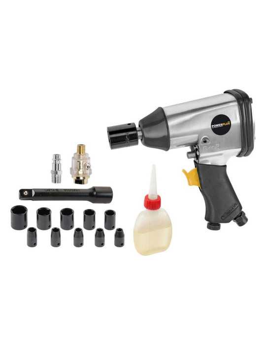 Llave de Impacto Neumática ½ pulg 114 l/min 310 Nm + Vasos POWERPLUS