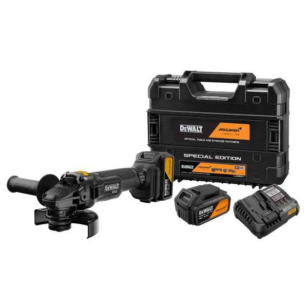 Mini Amolardora sin Escobillas Mclaren Xr 18 V Ø125 mm con 2 Baterías 5 Ah y Cargador DEWALT