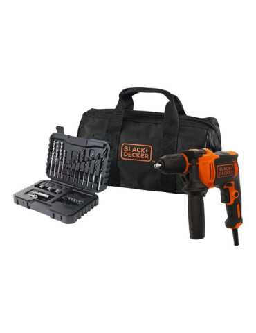 Kit Taladro Percutor 710 W, Ø13mm + 32 Accesorios en Maletín + Bolsa Transporte, con Cable BLACK+DECKER