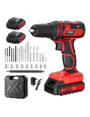 Kit Taladro Percutor 20 V con Accesorios, con 2 Baterías y Cargador CASALS