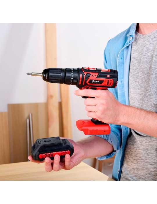 Kit Taladro Percutor 20 V con Accesorios, con 2 Baterías y Cargador CASALS