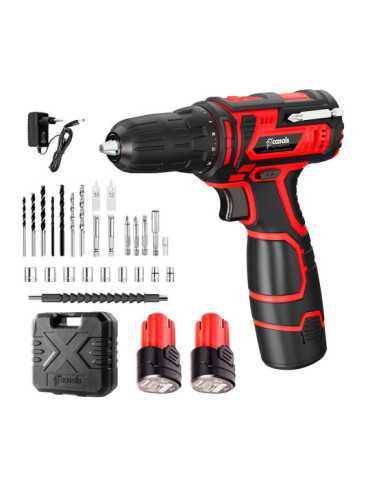 Kit Taladro Atornillador 12 V con 2 Baterías 1500 mAh Litio y Cargador CASALS