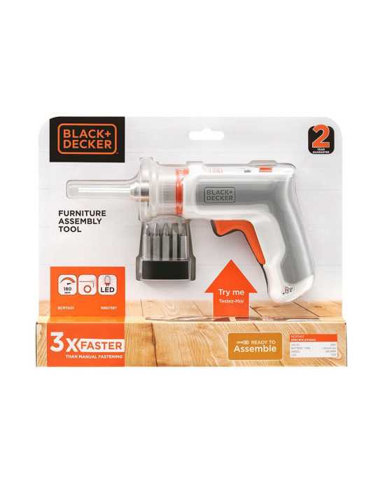 Kit Atornillador Recargable 3,6 V Monta-Muebles Hexdriver BLACK+DECKER