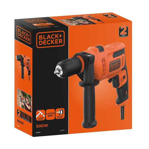 Taladro Percutor 500W con Cable de 2 m BLACK+DECKER