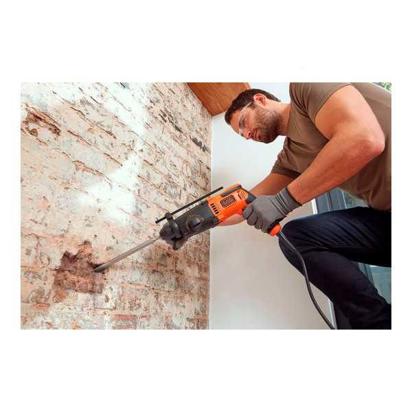 Martillo Percutor Sds-Plus 650 W con Cable de 2 m BLACK+DECKER
