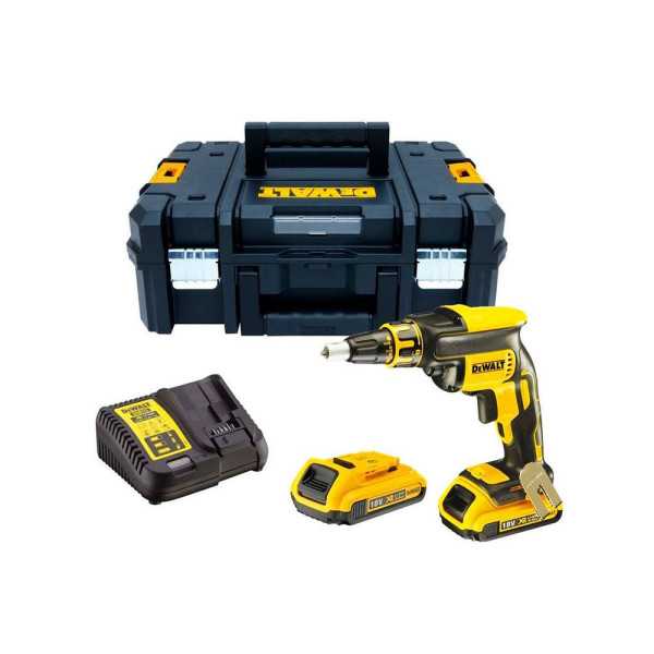 Kit Atornillador Brushless para Panel de Yeso 18 V ¼ pulg con 2 Baterías 2,0Ah y Cargador DEWALT