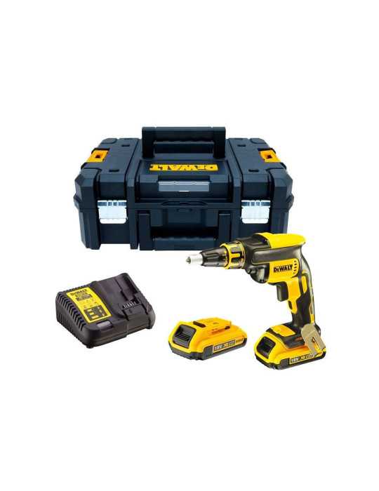 Kit Atornillador Brushless para Panel de Yeso 18 V ¼ pulg con 2 Baterías 2,0Ah y Cargador DEWALT